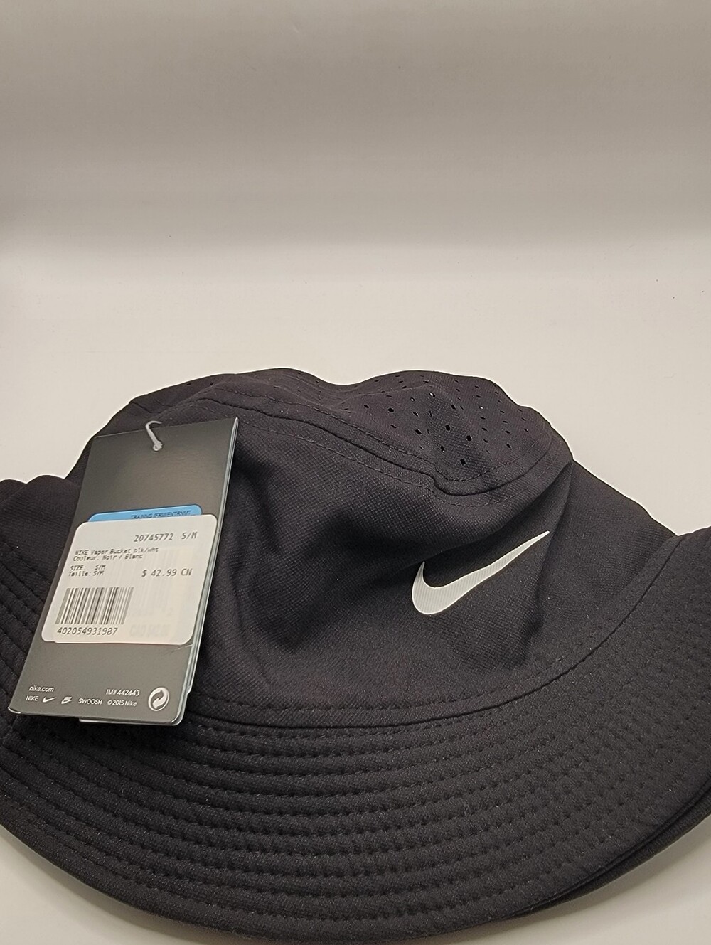 Nike Black Bucket Hat with White Swoosh